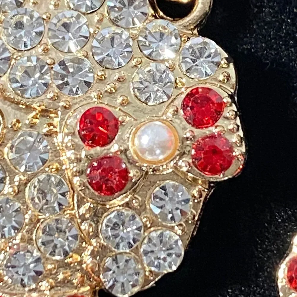 Poodle Rhinestone Charm Keychain Key Holder Multicolor Gold Tone Metal New